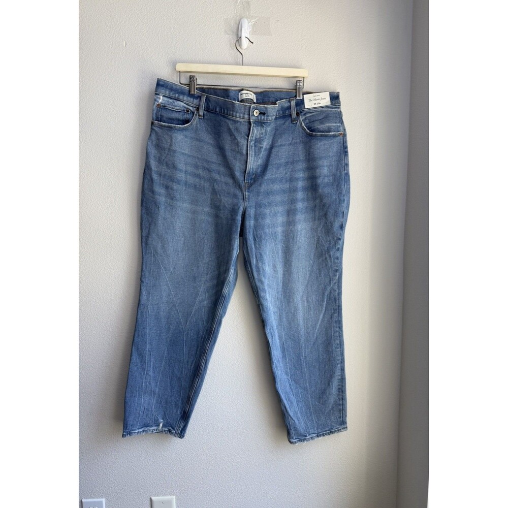 Abercrombie Fitch The Mom Jean High Rise NEW 35/20R Blue Medium Wash Stretch